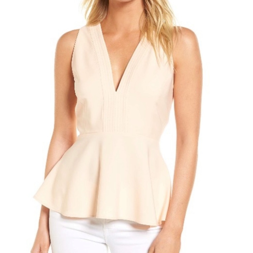 NORDSTROM Chelsea28 Back Zip Peplum Top- Size Small, Peach Pink